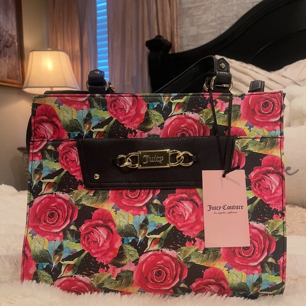 Juicy Couture Black/Rose (multi color) handbag.  New condition with tags!